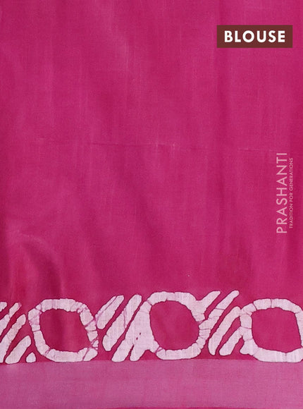 Linen cotton saree dark magenta with allover batik butta prints and silver zari woven border