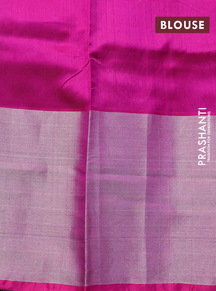 Pure uppada silk saree green and magenta pink with silver zari woven buttas and silver zari woven border