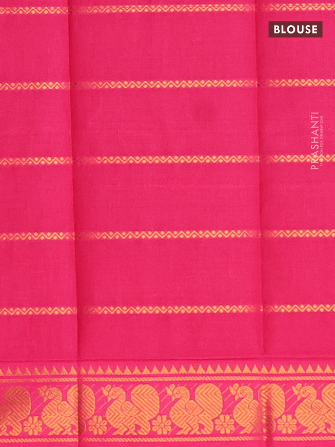 Sungudi cotton saree dark navy blue and pink with allover batik butta prints and rettapet zari woven border with separate blouse