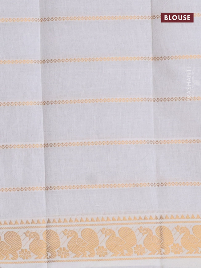 Sungudi cotton saree dark navy blue and off white with allover batik prints and rettapet zari woven border with separate blouse
