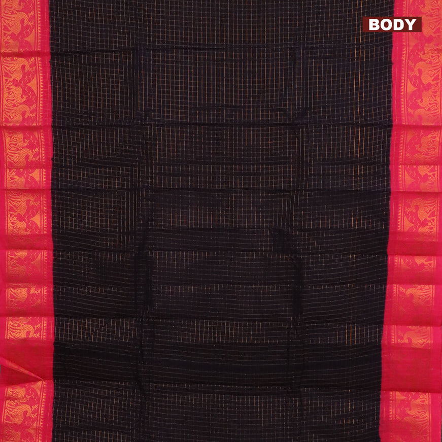 Sungudi cotton saree deep jamun and pink with allover zari checked pattern and zari woven border with separate blouse