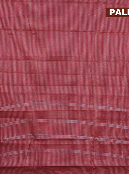 Sungudi cotton saree pastel peach shade and pastel green with allover silver zari checked pattern and temple design silver zari woven border with separate blouse