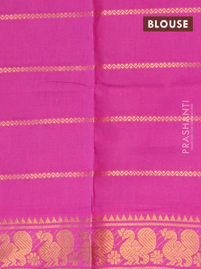 Sungudi cotton saree deep jamun shade and purple with allover zari woven stripes pattern and annam zari woven border with separate blouse