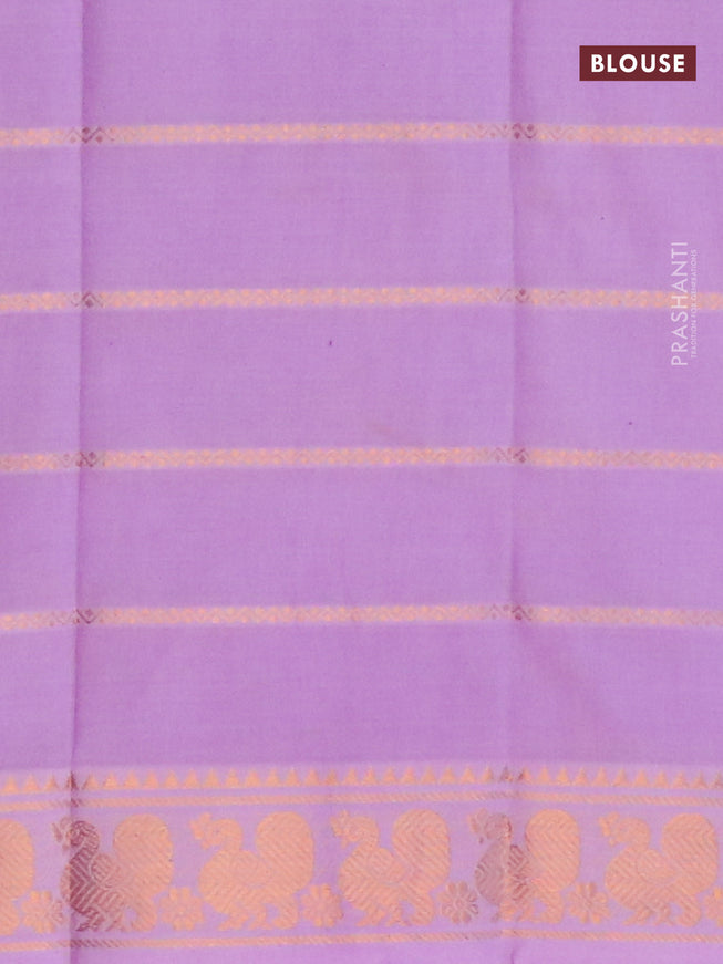 Sungudi cotton saree deep wine shade and lavender shade with allover zari woven stripes pattern and annam zari woven border with separate blouse