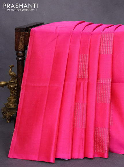 Pure soft silk saree pink and lavender with box type zari woven buttas in borderless style