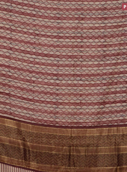 Malai silk saree brige and maroon with allover prints and zari woven border