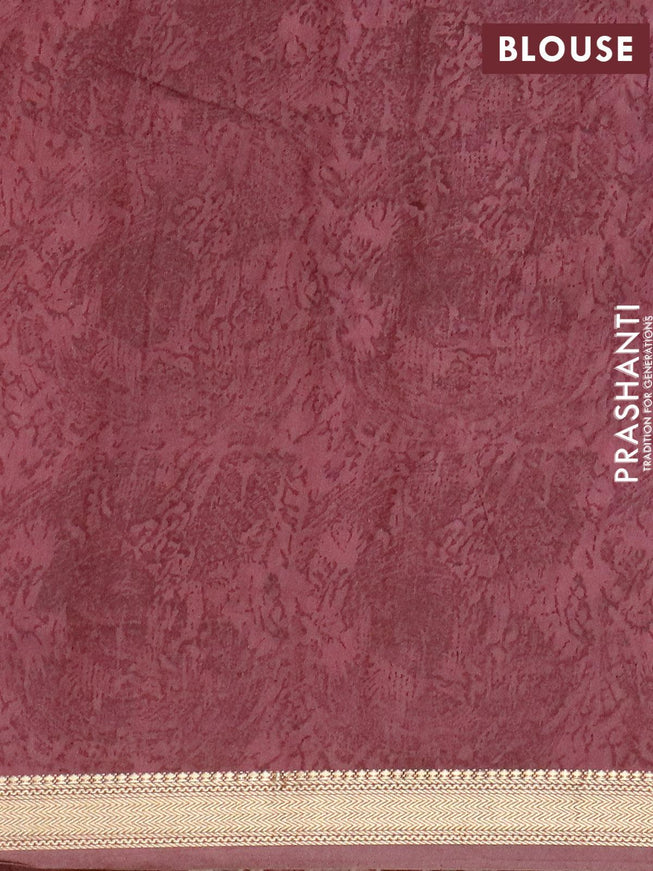 Malai silk saree brige and maroon with allover prints and zari woven border