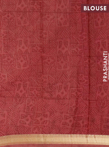 Malai silk saree beige rust shade and maroon with allover zig zag prints and zari woven border