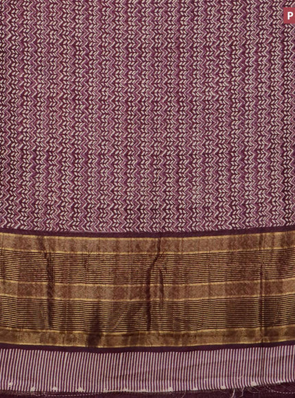 Malai silk saree jamun shade and deep jamun with allover prints and zari woven border