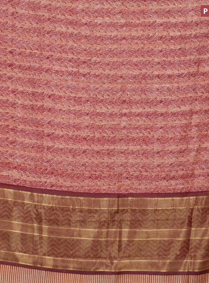 Malai silk saree multi colour and maroon with allover prints and zari woven border