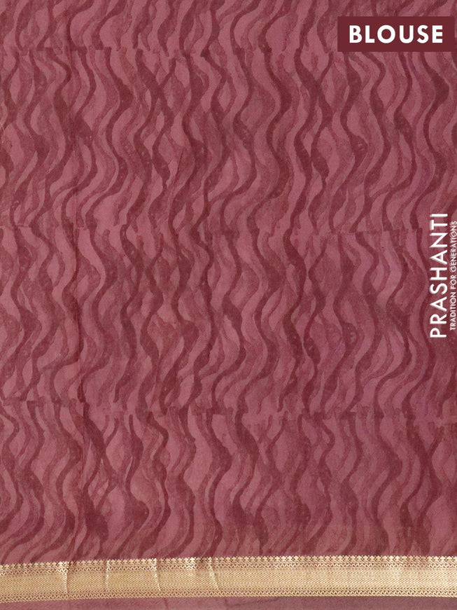 Malai silk saree beige and pastel maroon with allover prints and zari woven border