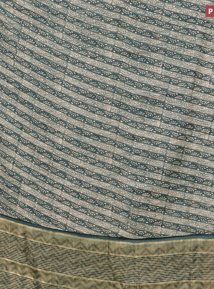 Malai silk saree green with allover prints and zari woven border