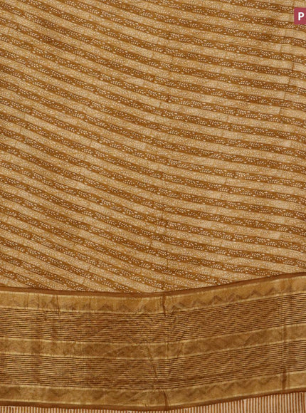 Malai silk saree mustard shade with allover prints and zari woven border