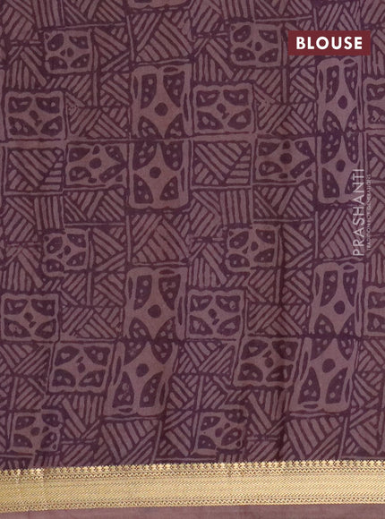 Malai silk saree purple shade and wine shade with allover prints and zari woven border