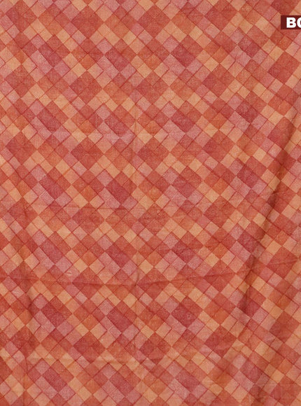 Malai silk saree rust shade and maroon with allover geometric prints and zari woven border