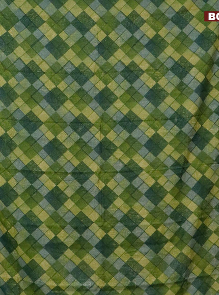 Malai silk saree green with allover geometric prints and zari woven border