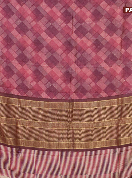 Malai silk saree purple and wine shade with allover geometric prints and zari woven border