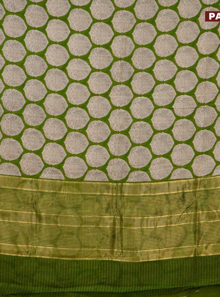 Malai silk saree green with allover butta prints and zari woven border