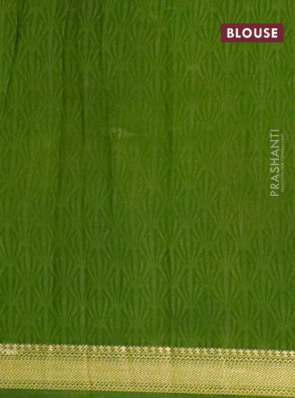 Malai silk saree green with allover butta prints and zari woven border