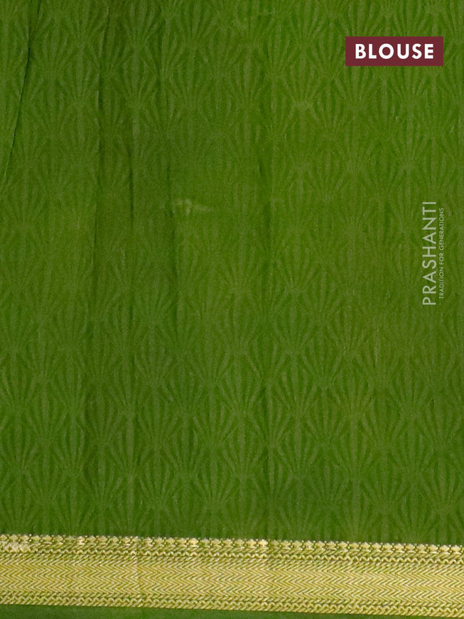 Malai silk saree green with allover butta prints and zari woven border