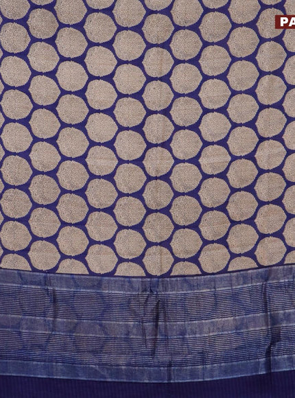 Malai silk saree blue with allover butta prints and zari woven border