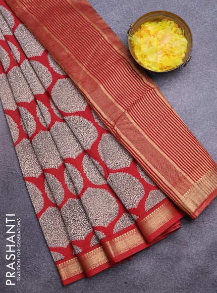 Malai silk saree maroon with allover butta prints and zari woven border