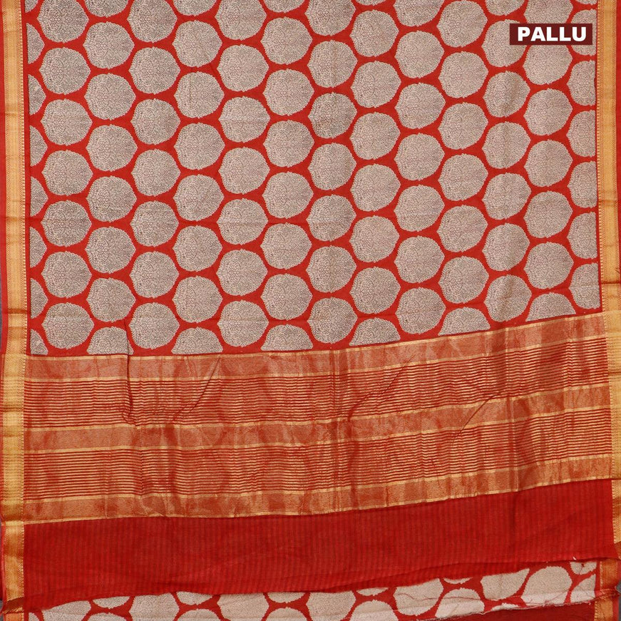 Malai silk saree maroon with allover butta prints and zari woven border