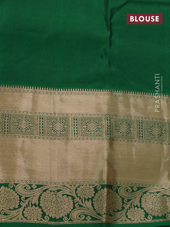 Pure kanjivaram silk saree purple and green with floral zari woven 1000 buttas and long zari woven floral border