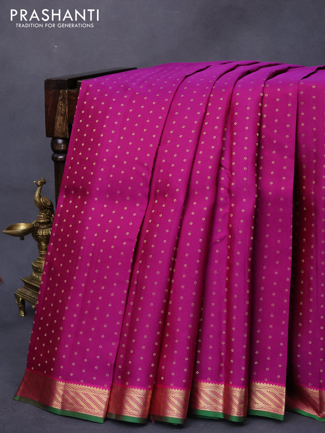 Pure kanjivaram silk saree purple and pink with zari woven 1000 buttas and zari woven border