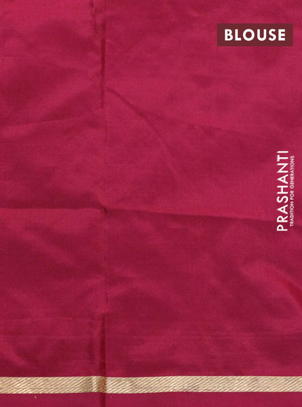 Kanjivaram silk saree dark pink with plain body and small zari woven border