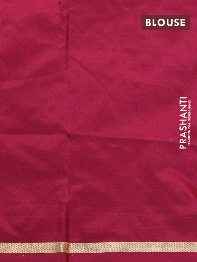 Kanjivaram silk saree dark pink with plain body and small zari woven border