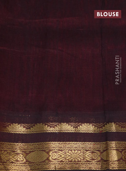 Silk cotton saree dual shade of candy pink and coffee brown with plain body and zari woven korvai border