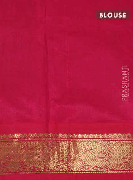 Silk cotton saree pastel grey and pink with plain body and annam zari woven border