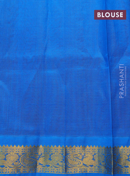 Silk cotton saree purple and cs blue with allover vairaosi pattern and zari woven korvai border