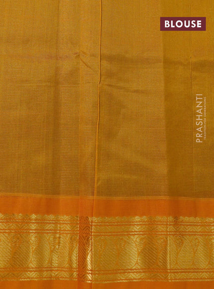 Silk cotton saree green and mustard yellow with allover vairaosi pattern and zari woven korvai border