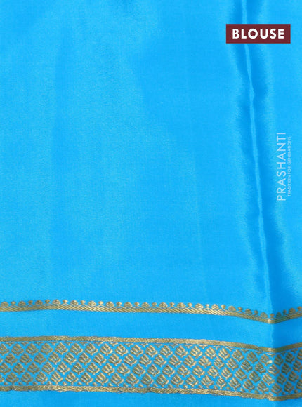 Mysore silk saree light blue with allover zari checked pattern and zari woven border