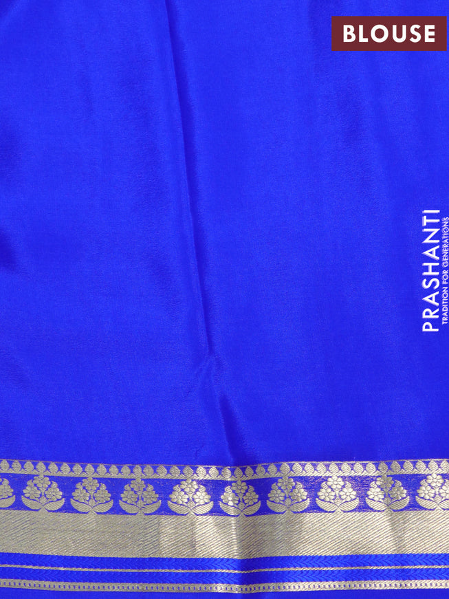 Mysore silk saree royal blue with allover zari woven brocade weaves and zari woven border
