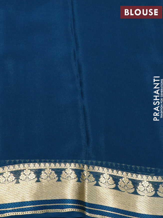 Mysore silk saree peacock blue with allover zari woven brocade weaves and zari woven border