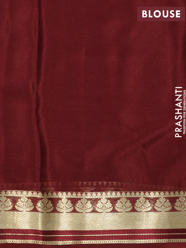 Mysore silk saree deep maroon with allover zari woven brocade weaves and zari woven border