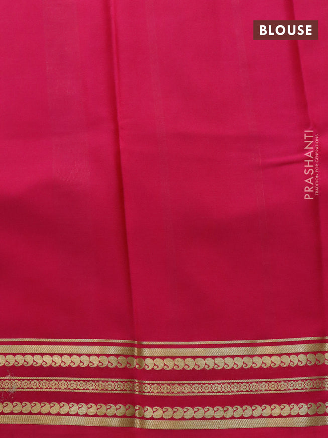 Mysore silk saree orange and pink with plain body and zari woven border