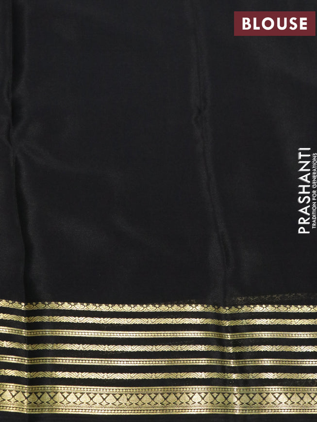 Mysore silk saree grey and black with plain body and zari woven border