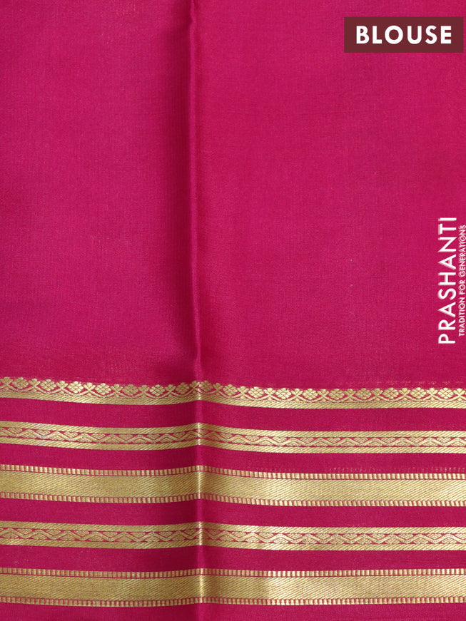 Mysore silk saree grey and pink with plain body and zari woven border