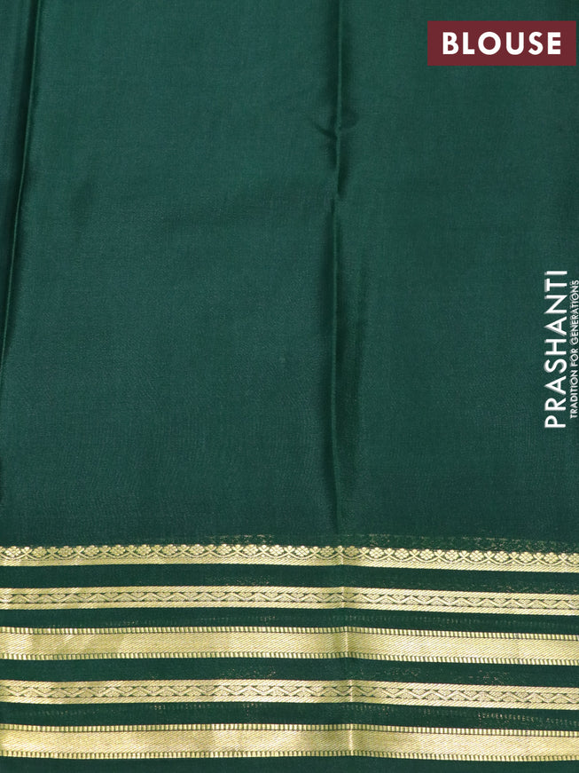 Mysore silk saree deep purple and green with plain body and zari woven border