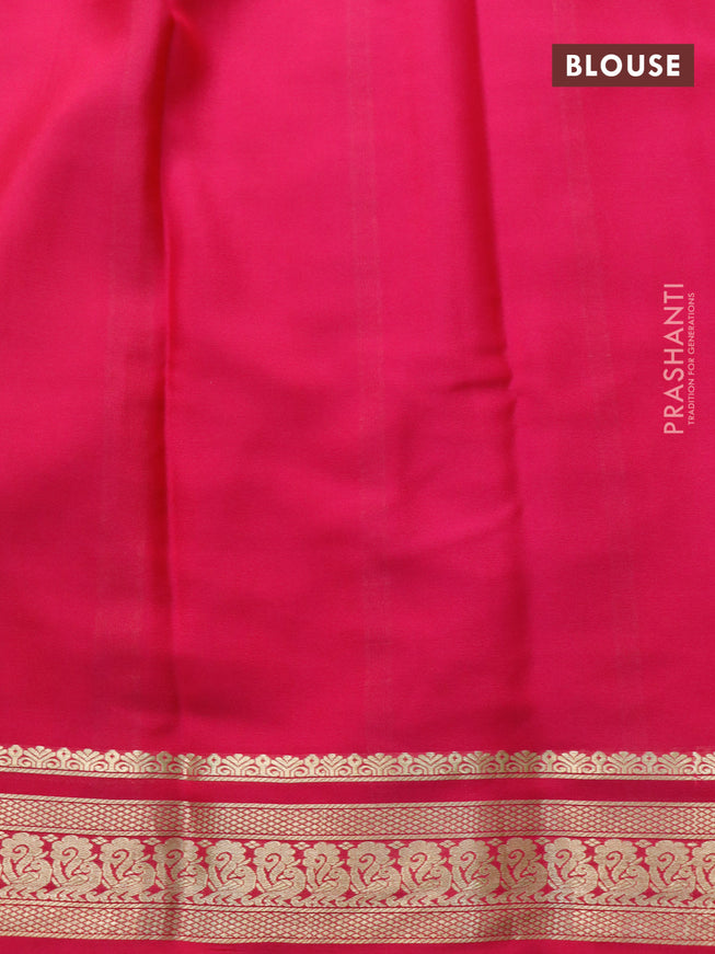 Mysore silk saree yellow and pink with plain body and zari woven border