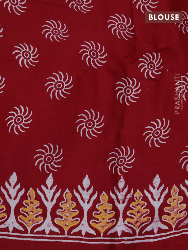 Modal silk saree maroon with allover zari checks & ajrakh butta prints and zari woven pallu