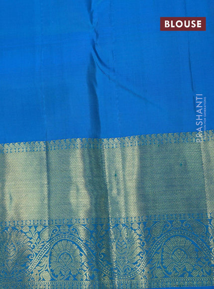 Pure kanjivaram silk saree dual shade of blue with annam zari woven buttas and rich zari woven border