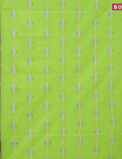 Bengal cotton saree fluorescent green and lime yellow with thread woven buttas and thread woven border without blouse