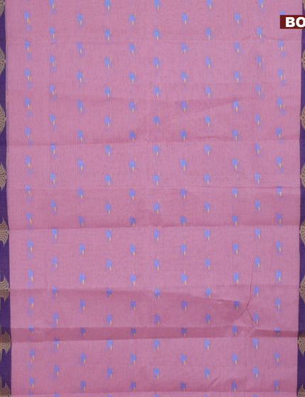 Bengal cotton saree pastel pink and cs blue with thread woven buttas and thread woven border without blouse