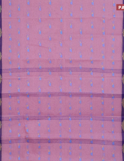 Bengal cotton saree pastel pink and cs blue with thread woven buttas and thread woven border without blouse