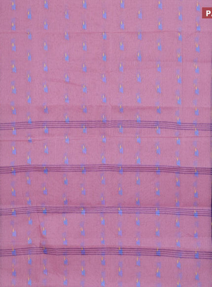 Bengal cotton saree pastel pink and cs blue with thread woven buttas and thread woven border without blouse